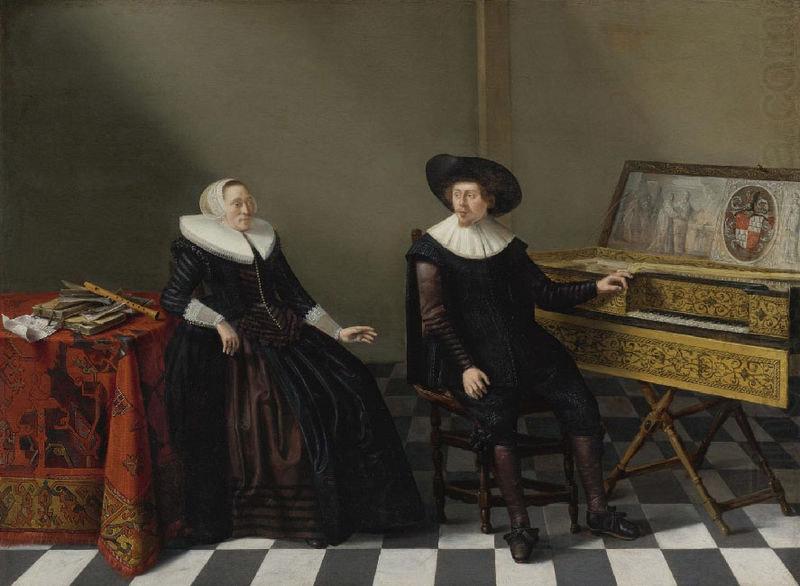 Marriage Portrait of a Husband and Wife of the Lossy de Warine Family, oil on panel painting by Gerard Donck, unknow artist